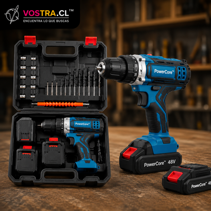 PowerCore™ 48V Taladro inalámbrico + kit completo 29 piezas