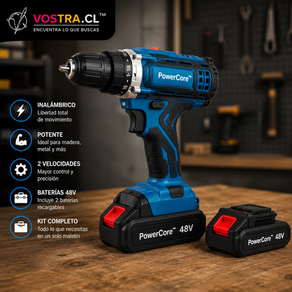 PowerCore™ 48V Taladro inalámbrico + kit completo 29 piezas